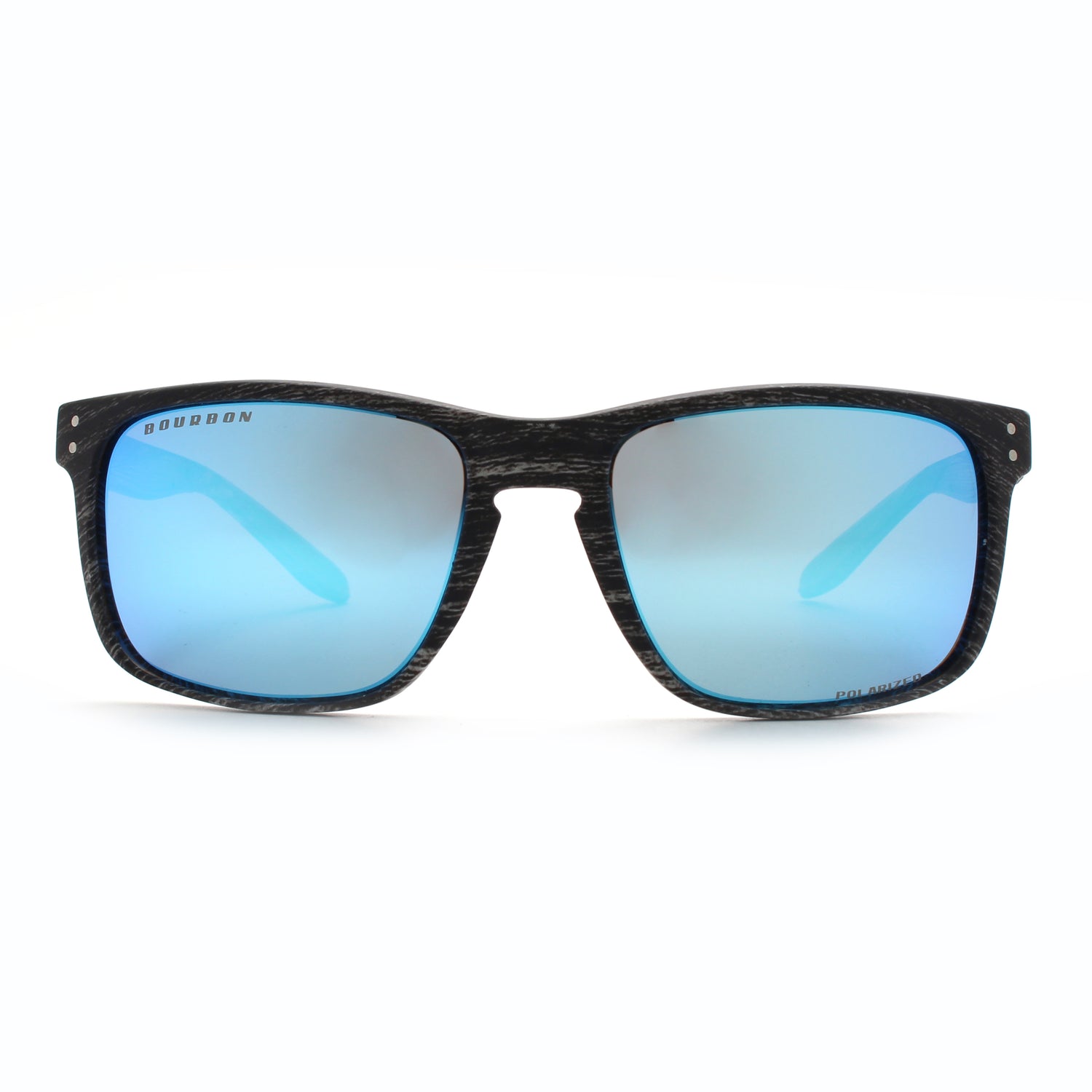 Bourbon Eyewear Badger Gray Wooden Pattern Polarized Sunglasses ā Front View