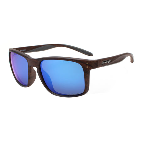 Bourbon Eyewear Badger Wooden Pattern Polarized Sunglasses – 45-Degree Angled View